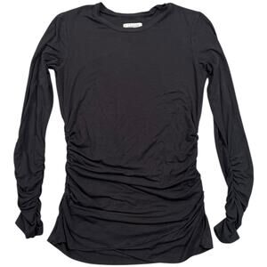 MOTT50 Black Ruched Long Sleeve Top UV Protective Fitted Shirt Size S